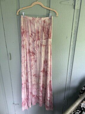 Pre-Loved Rolla Coaster Pink Tie Dye Strapless Maxi Dress Size Large